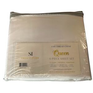 Sweet Home Collection Queen Size 1500 Thread Count White 6 Piece Sheet Set